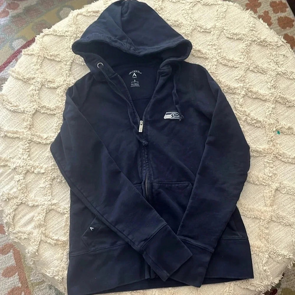 Antigua Seattle Seahawks Navy Blue Zip Up Jacket Women’s Size Small - Picture 1 of 4